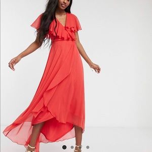Coral wrap dress